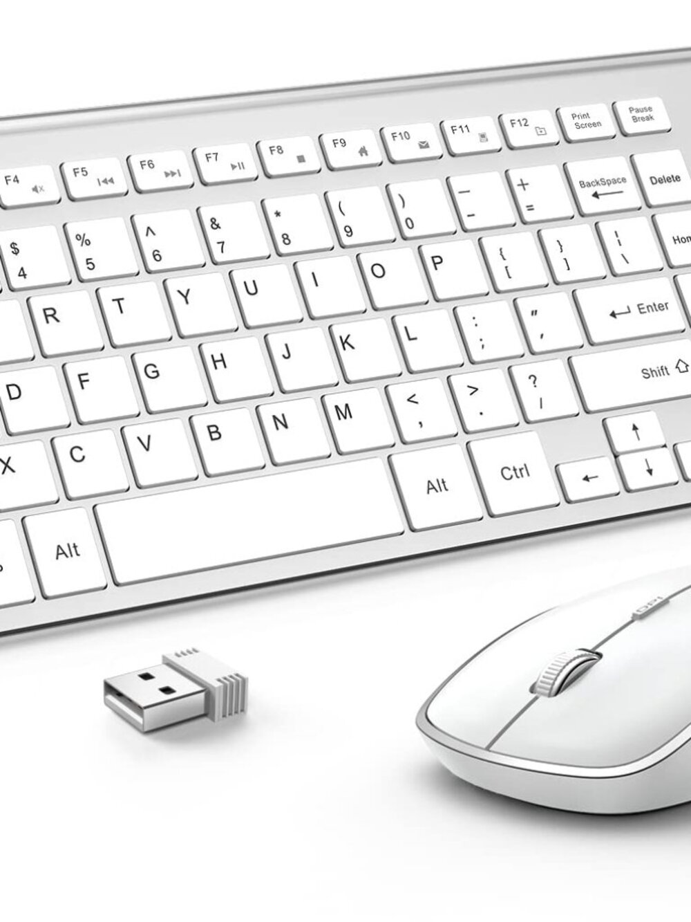 JOYACCESS Silver White USB Wireless Slim Numeric Keypad Keyboard & Mouse Set